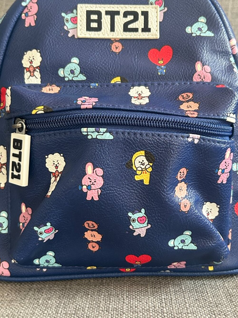 BT21 Blue Mini Backpack Faux Leather Cute Character Graphics K-Pop BTS Merch - Picture 7 of 14